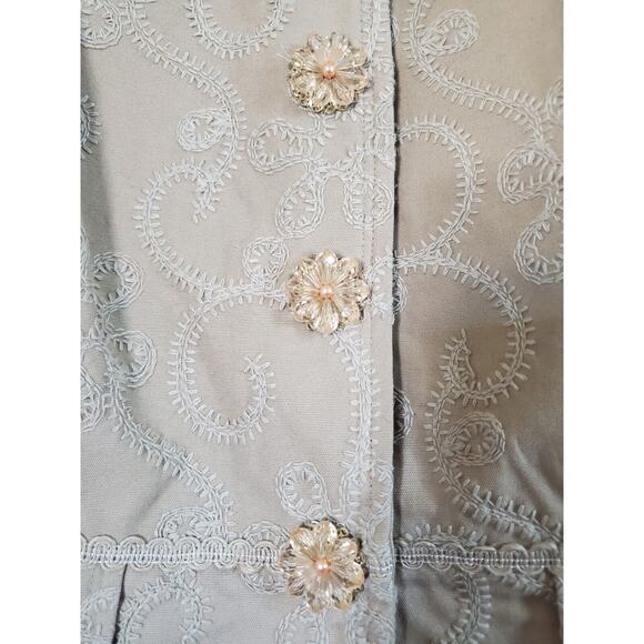 Bianca Nygard Embroidered Cotton Lined Accent Floral Buttons Art Jacket, Size 14 - Picture 8 of 14